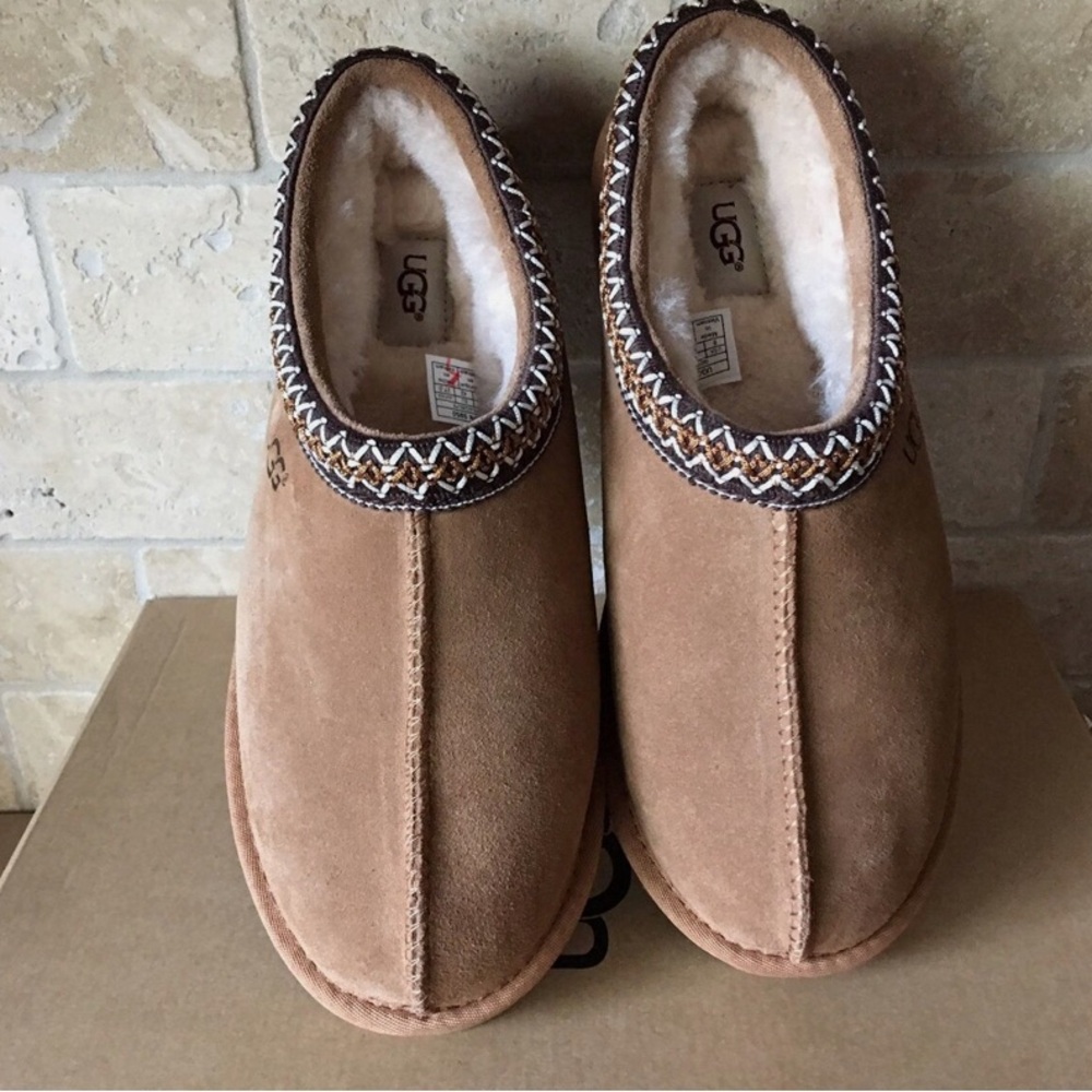 UGG Tan Suede Slippers with Plush Lining - Picture 6 of 6